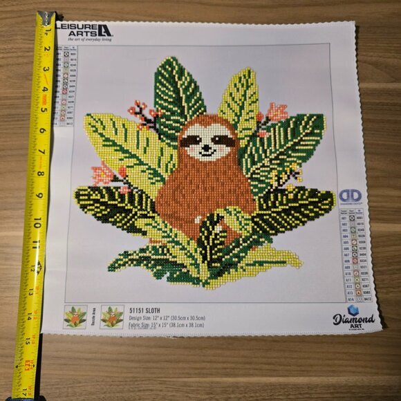 Completed Sloth Diamond Dotz art 12" x 12" FUN! - Picture 6 of 6
